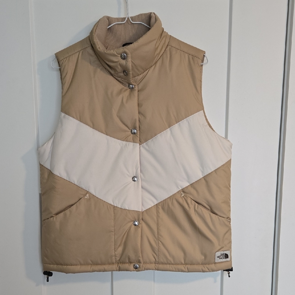The North Face Beige and Cream Puffer Vest